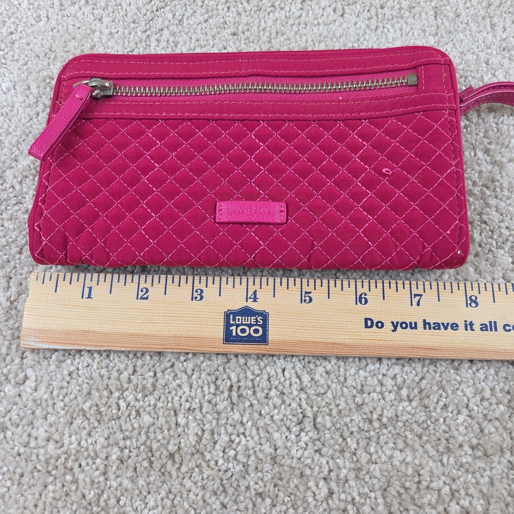 Vera Bradley Magenta Pink Quilted Microfiber Wristlet Wallet Clutch Organizer - Picture 3 of 5